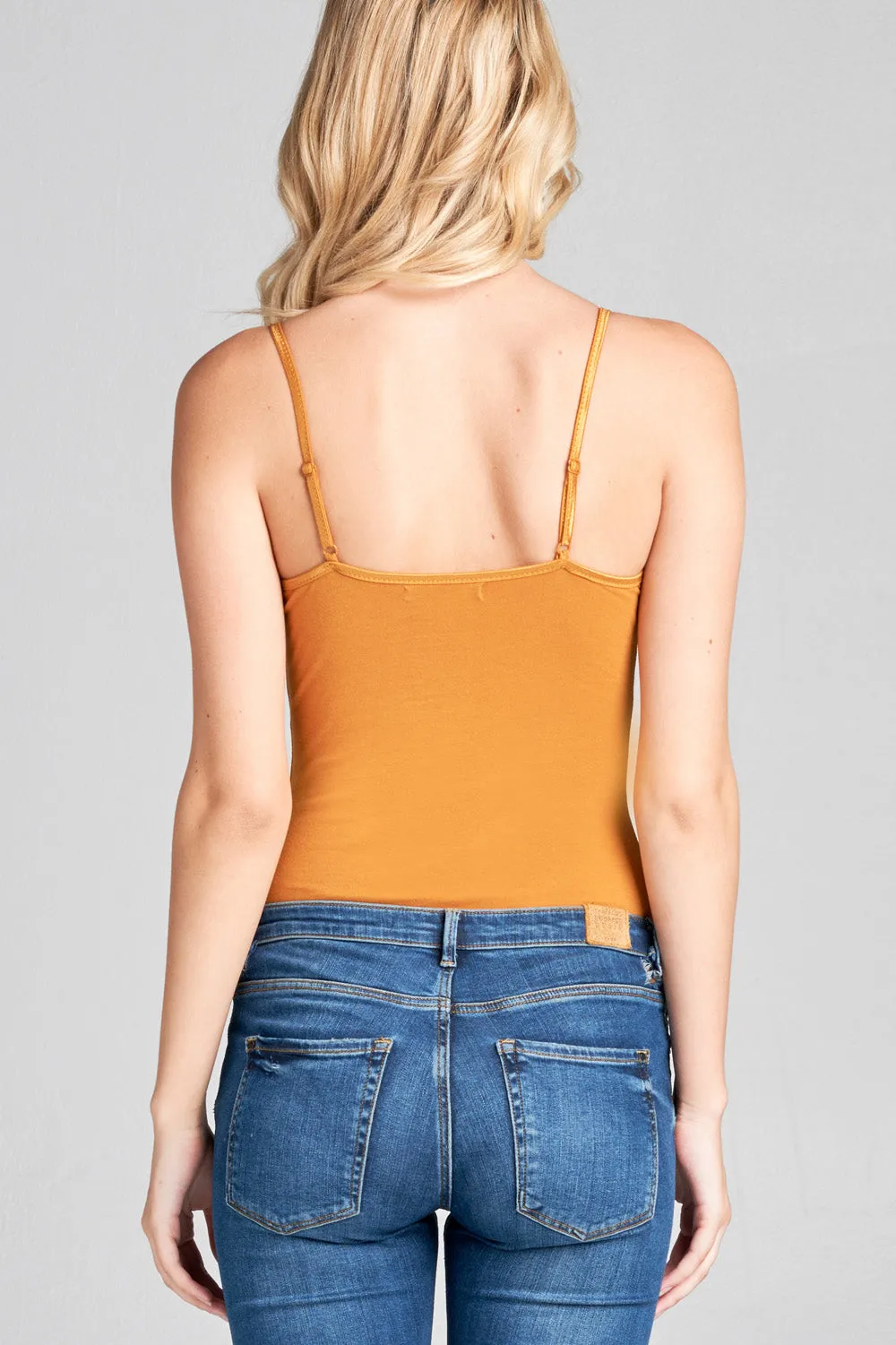 Women's Solid Adjustable Spaghetti Straps Cami Bodysuit
